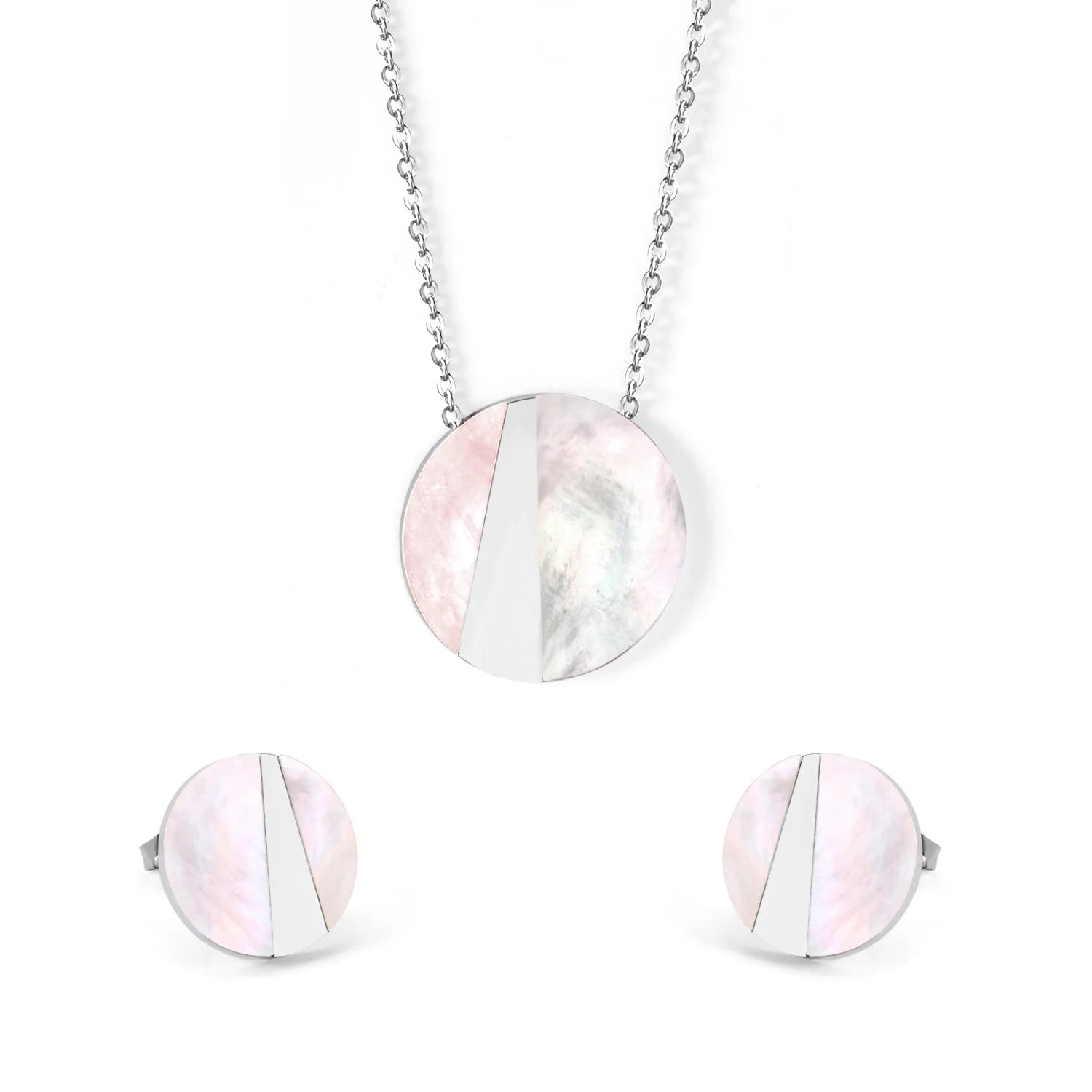 Conjunto Colar e Brincos de Concha Redonda