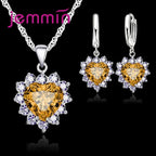 Top Sale Wding Engagement Anniversary Gift Jewelry Sets 925 Silver Color Stamped Heart Pendant Hoop Earrings for Women Girls