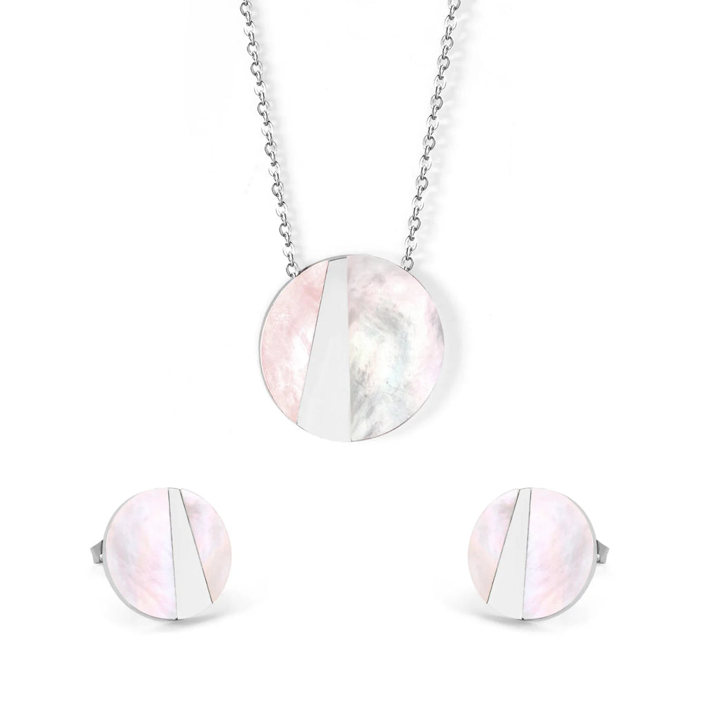 Conjunto Colar e Brincos de Concha Redonda