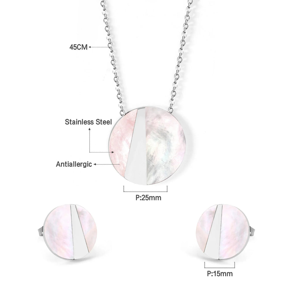 Conjunto Colar e Brincos de Concha Redonda