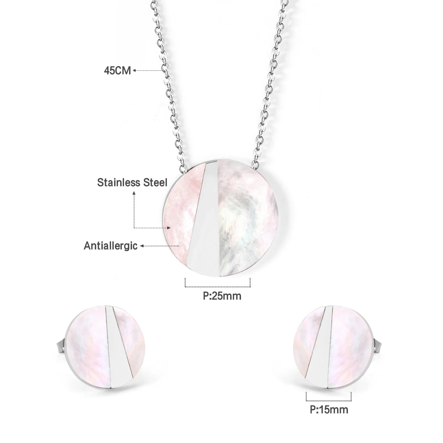 Conjunto Colar e Brincos de Concha Redonda