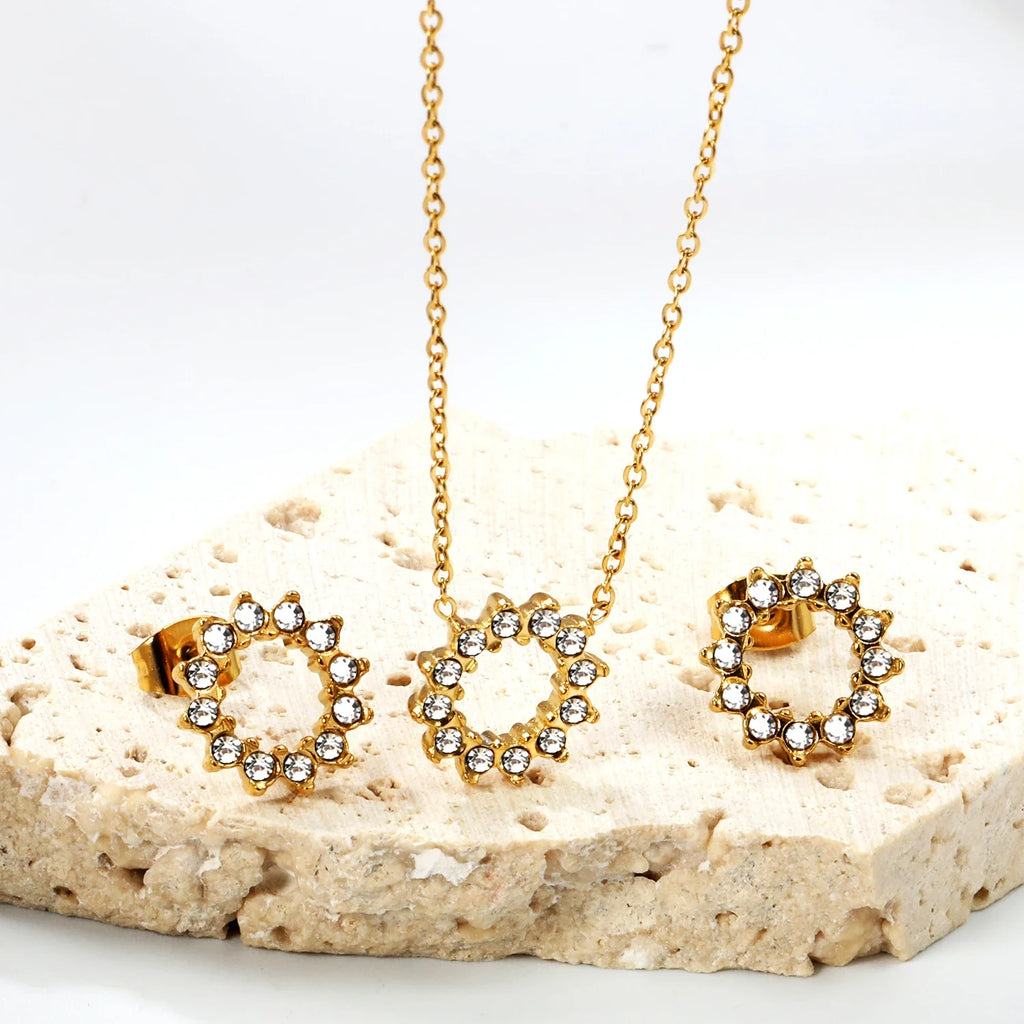 Conjunto Redondo Zircônia Colar e Brinco
