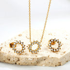 Conjunto Redondo Zircônia Colar e Brinco