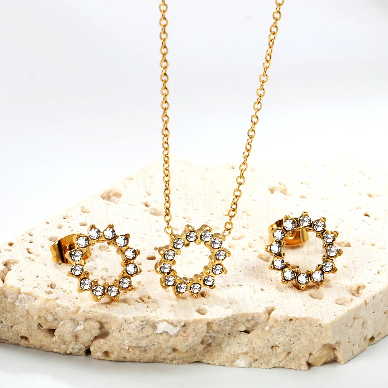 Conjunto Redondo Zircônia Colar e Brinco