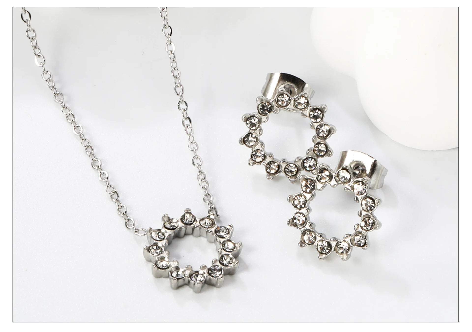 Conjunto Redondo Zircônia Colar e Brinco