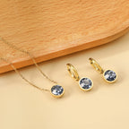 Conjunto Colar e Brinco Redondo Zircônia Cúbica
