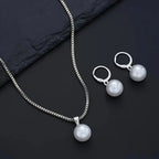 Conjunto de Colar e Brinco de Aço Inoxidável Pérola
