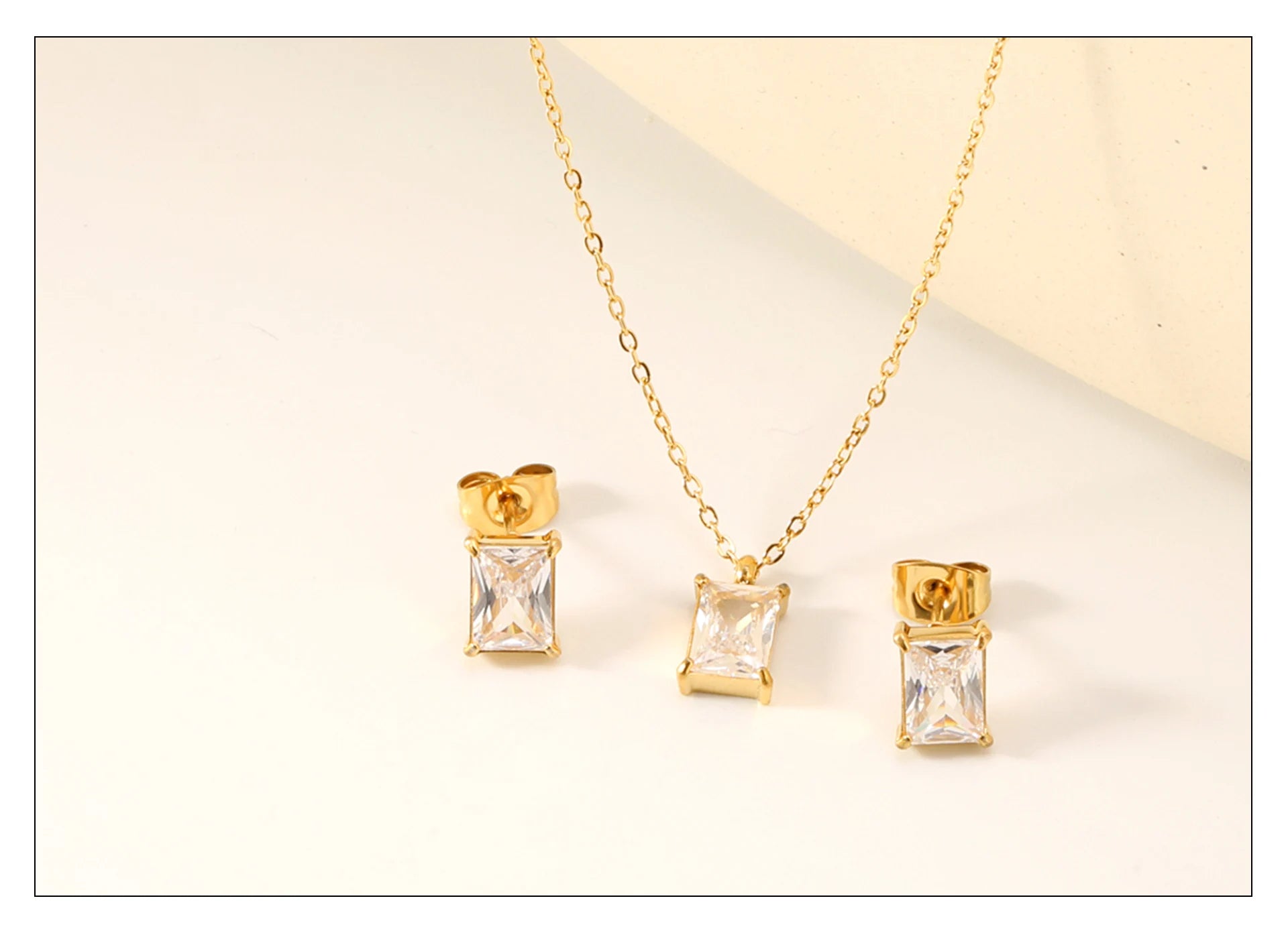 Conjunto Pingentes e Brinco Retangular