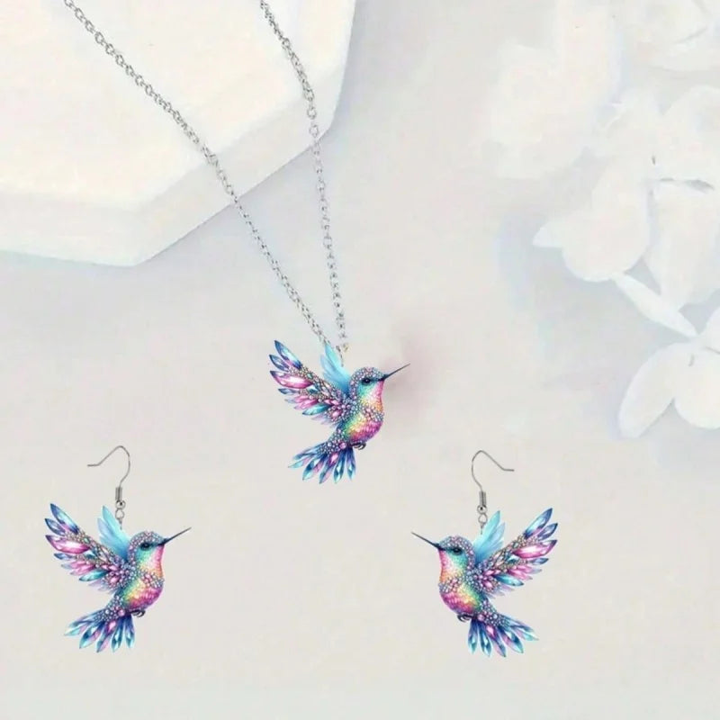 Conjunto de Brincos de Colar de Pássaro
