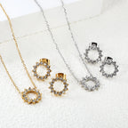 Conjunto Redondo Zircônia Colar e Brinco