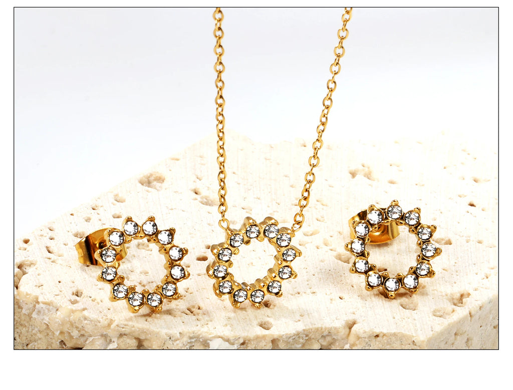 Conjunto Redondo Zircônia Colar e Brinco