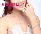 Pure Jewelry Set Simple 925 Sterling Silver Color White Pink Water Drop Opal Cat Eye Stone Pendant Necklace/Hook Earrings/Chain