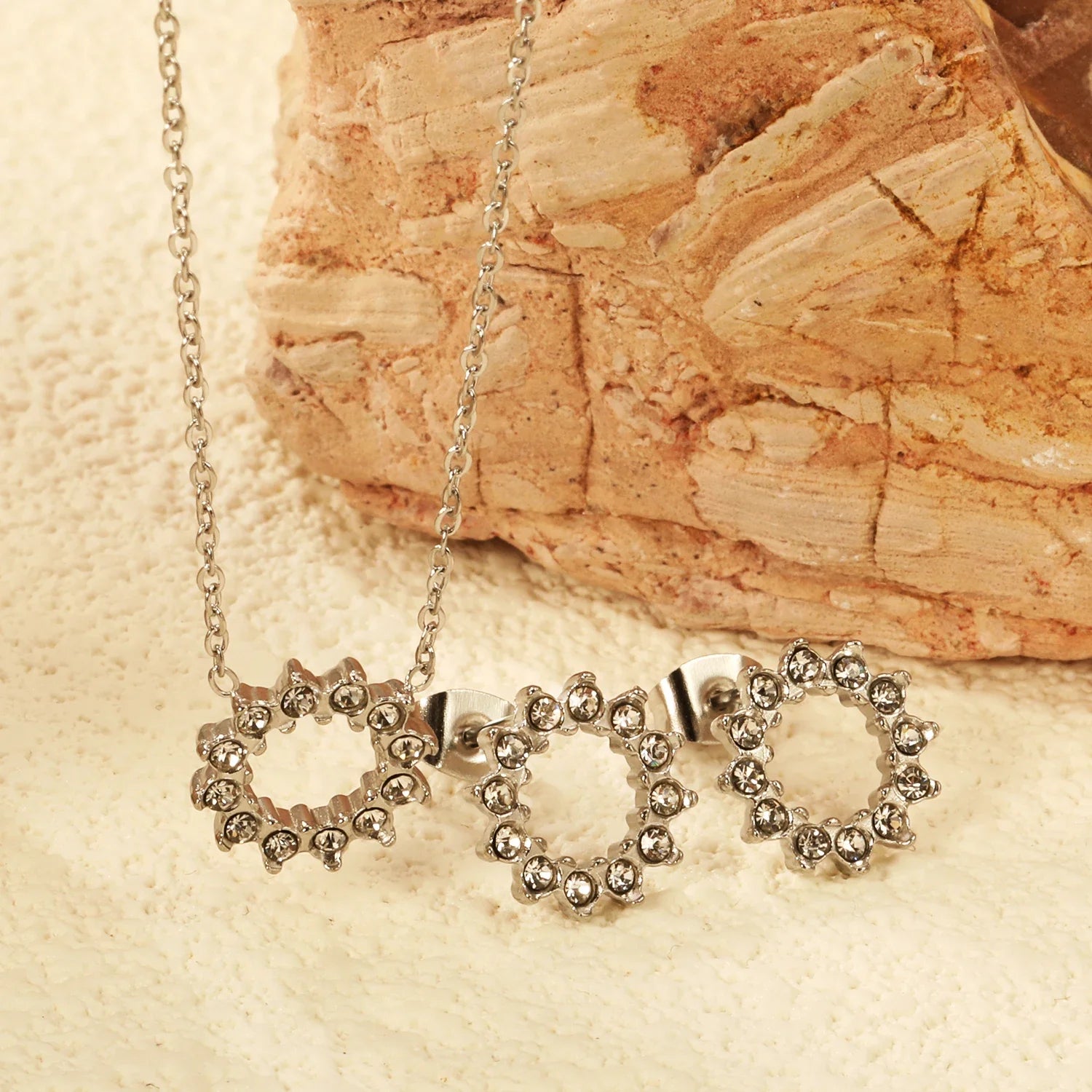 Conjunto Redondo Zircônia Colar e Brinco