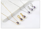 Conjunto Colar e Brinco Redondo Zircônia Cúbica