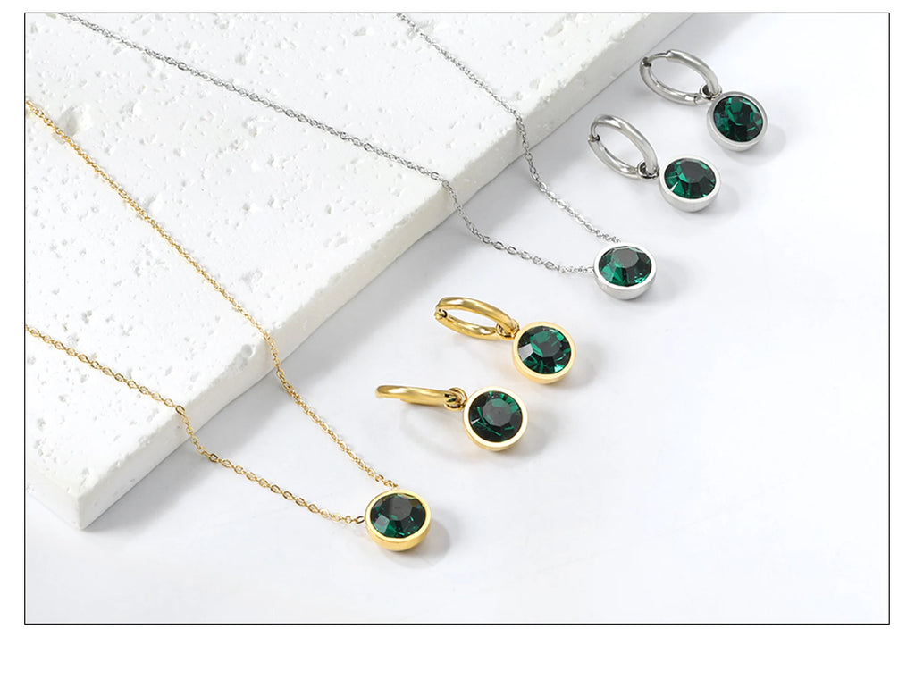 Conjunto Colar e Brinco Redondo Zircônia Cúbica