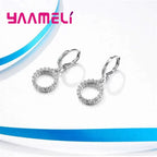 925 Sterling Silver Stamped Bridal Jewelry Sets Beads Cubic Zirconia Necklaces Hoop Earrings Women Girls Engagement Anniversary