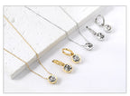 Conjunto Colar e Brinco Redondo Zircônia Cúbica