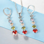 925 Sterling Silver Color Bridal Jewelry Sets Fashion Jewelry Beads CZ Cubic Zirconia  Women Girls Engagement Anniversary