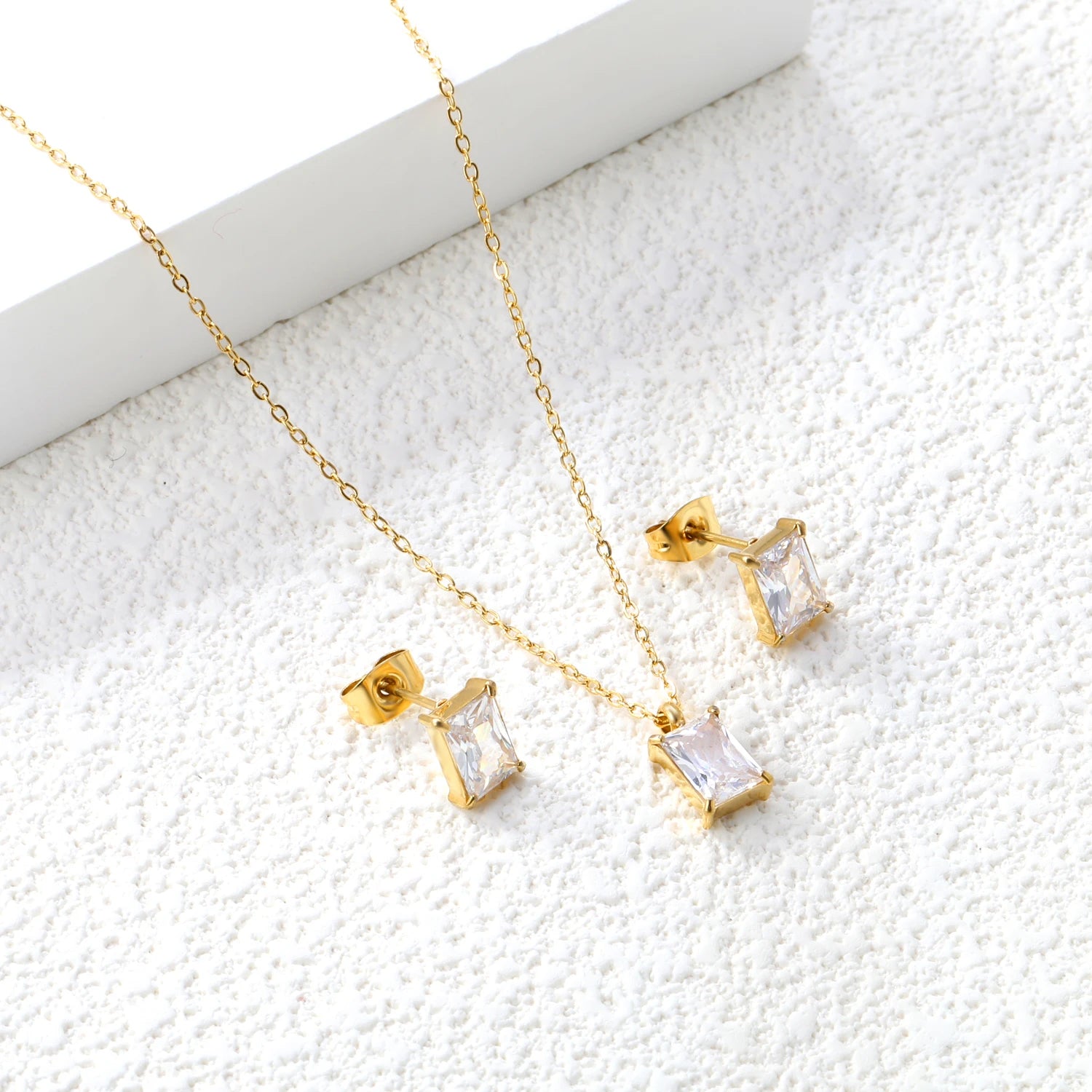 Conjunto Pingentes e Brinco Retangular