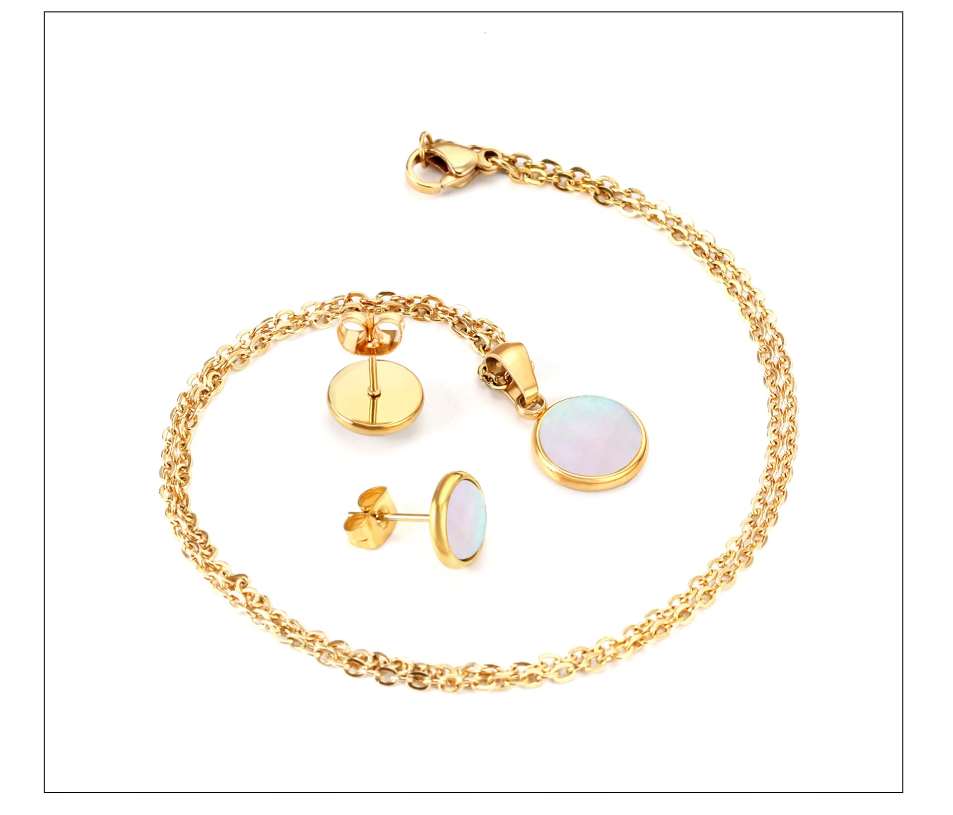 Conjunto de Jóias de Concha Branca