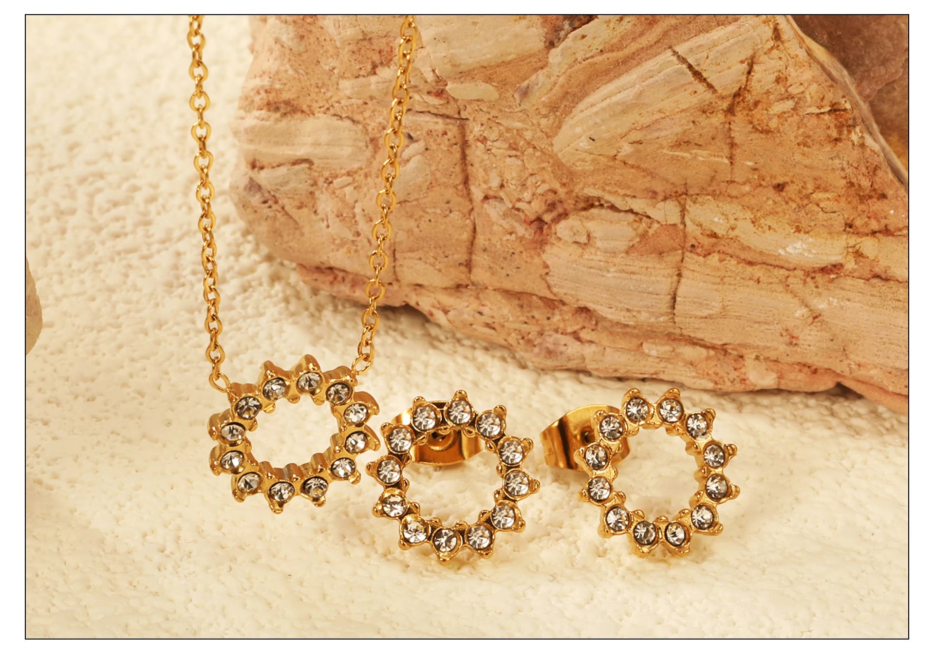 Conjunto Redondo Zircônia Colar e Brinco