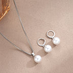 Conjunto de Colar e Brinco de Aço Inoxidável Pérola