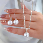 Conjunto de Colar e Brinco de Aço Inoxidável Pérola