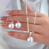 Conjunto de Colar e Brinco de Aço Inoxidável Pérola
