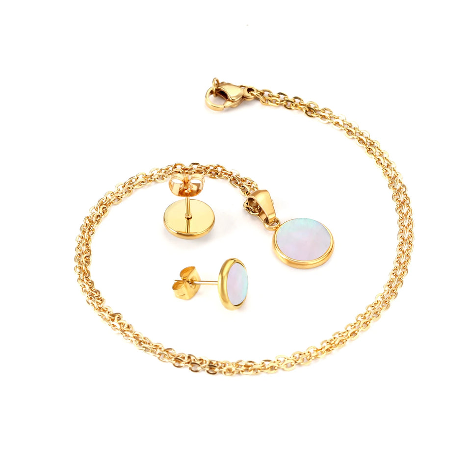 Conjunto de Jóias de Concha Branca