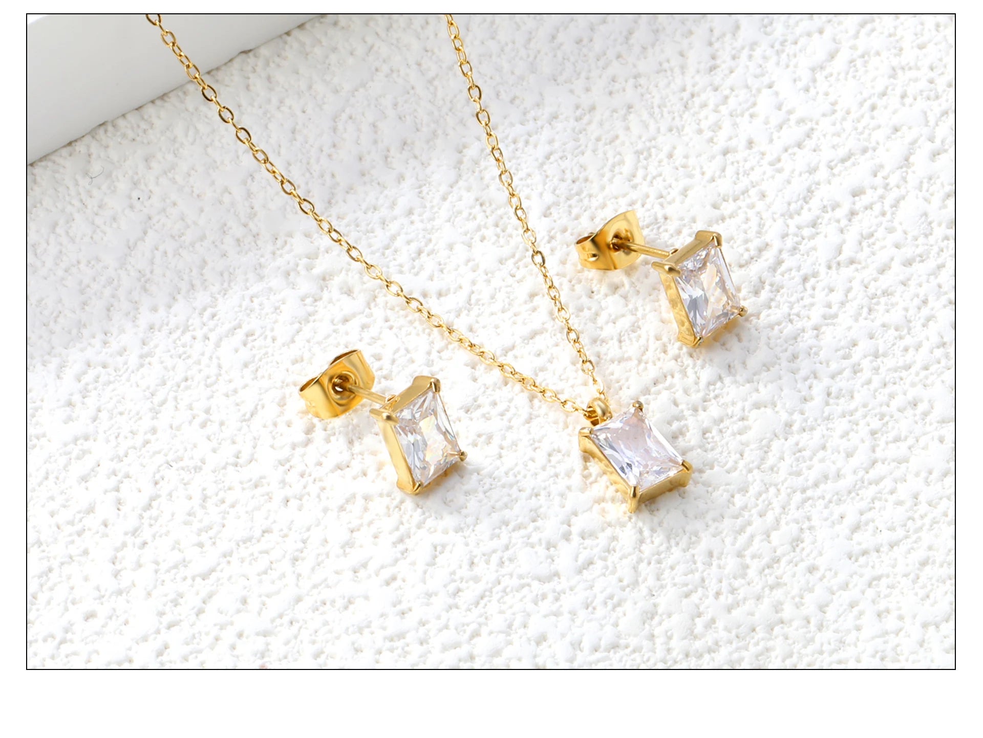 Conjunto Pingentes e Brinco Retangular