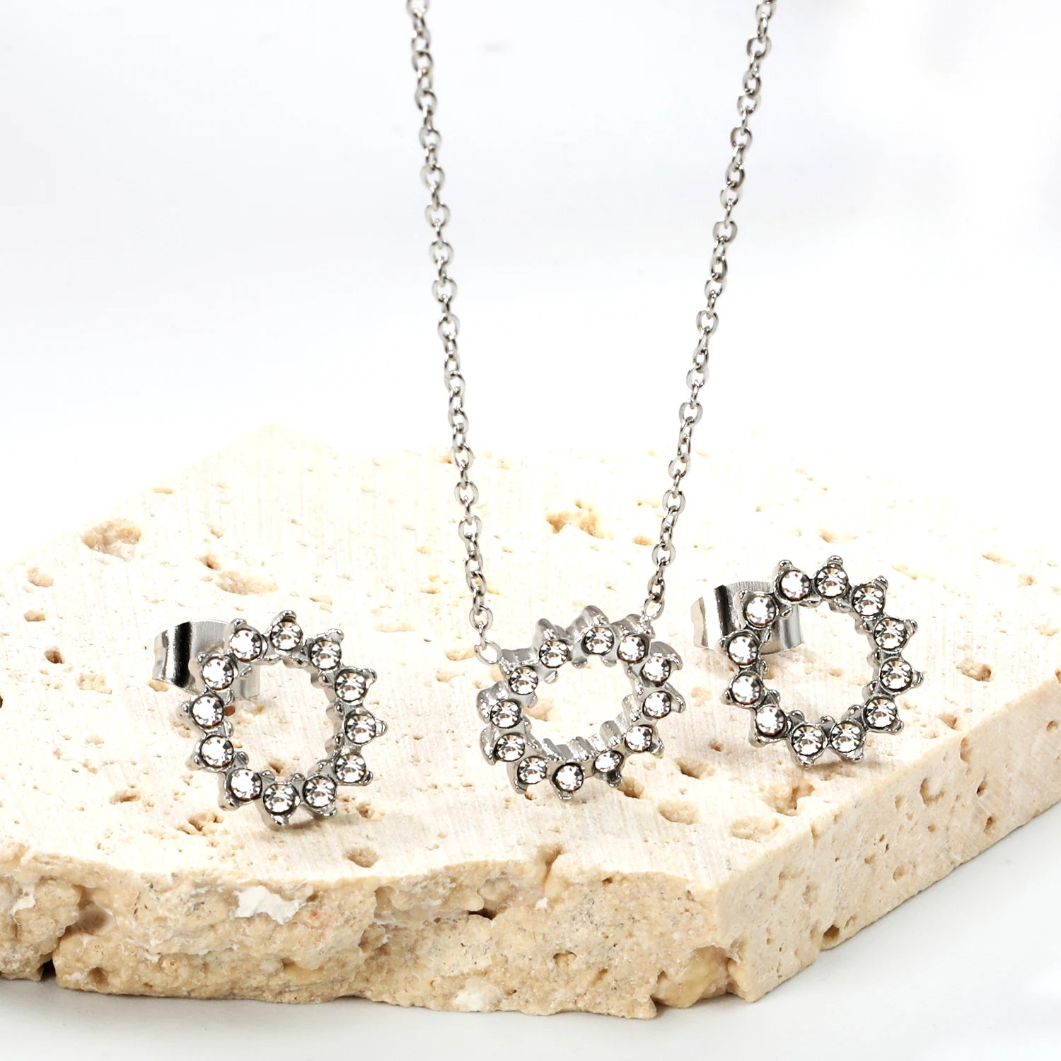 Conjunto Redondo Zircônia Colar e Brinco